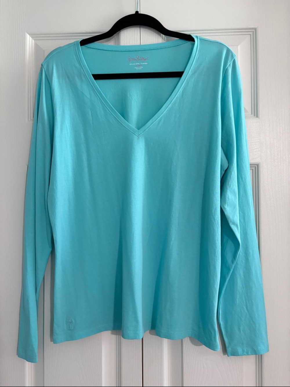 NWOT Lilly Pulitzer Women's Long Sleeve V-Neck Top - Aqua